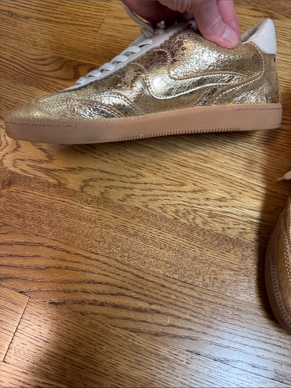 Dolce Vita Women’s Metallic Gold Lace-Up Sneakers - - Picture 3 of 7